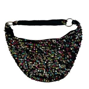 Vintage Y2K Sequin Shoulder bag black multicolor sparkle mini purse party bag